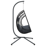 Hanging Egg Chair with Stand Anthracite Rattan and Steel - 45-Degree Angle
