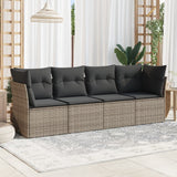 4 Piece Garden Sofa Set with Cushions Grey Poly Rattan
