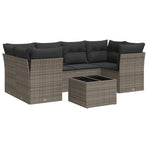 7 Piece Garden Sofa Set with Cushions Grey Poly Rattan