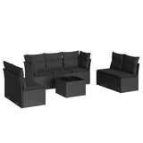 8 Piece Garden Sofa Set with Cushions Black Poly Rattan - Front View