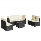 8 Piece Garden Sofa Set with Cushions Black Poly Rattan