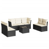 8 Piece Garden Sofa Set with Cushions Black Poly Rattan - Front View