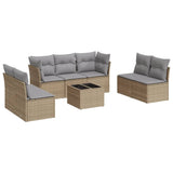 8 Piece Garden Sofa Set with Cushions Beige Poly Rattan - Front View