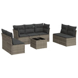 8 Piece Garden Sofa Set with Cushions Grey Poly Rattan - Front View