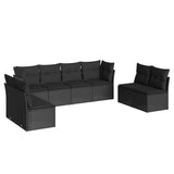 8 Piece Garden Sofa Set with Cushions Black Poly Rattan - Front View