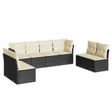 8 Piece Garden Sofa Set with Cushions Black Poly Rattan - Front View