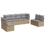8 Piece Garden Sofa Set with Cushions Beige Poly Rattan - Front View