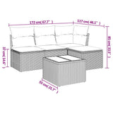 5 Piece Garden Sofa Set with Cushions Black Poly Rattan