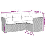 4 Piece Garden Sofa Set with Cushions Black Poly Rattan - Side View