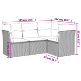 4 Piece Garden Sofa Set with Cushions Black Poly Rattan