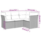 4 Piece Garden Sofa Set with Cushions Black Poly Rattan - Side View
