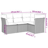 4 Piece Garden Sofa Set with Cushions Grey Poly Rattan - Side View