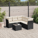 6 Piece Garden Sofa Set with Cushions Black Poly Rattan