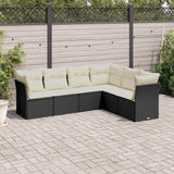 6 Piece Garden Sofa Set with Cushions Black Poly Rattan
