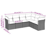 6 Piece Garden Sofa Set with Cushions Grey Poly Rattan
