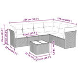 7 Piece Garden Sofa Set with Cushions Black Poly Rattan