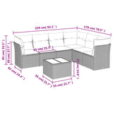 7 Piece Garden Sofa Set with Cushions Grey Poly Rattan