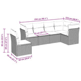 6 Piece Garden Sofa Set with Cushions Black Poly Rattan