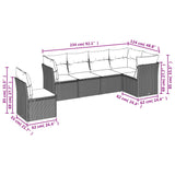 6 Piece Garden Sofa Set with Cushions Beige Poly Rattan - Side View