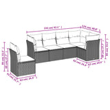 6 Piece Garden Sofa Set with Cushions Grey Poly Rattan - Side View