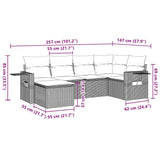 7 Piece Garden Sofa Set with Cushions Black Poly Rattan
