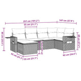 7 Piece Garden Sofa Set with Cushions Black Poly Rattan - Top-Down View