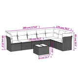 8 Piece Garden Sofa Set with Cushions Black Poly Rattan - Side View