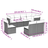 8 Piece Garden Sofa Set with Cushions Black Poly Rattan