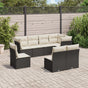 8 Piece Garden Sofa Set with Cushions Black Poly Rattan