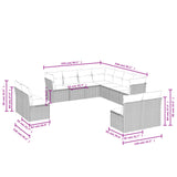 11 Piece Garden Sofa Set with Cushions Grey Poly Rattan - Side View