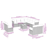 12 Piece Garden Sofa Set with Cushions Grey Poly Rattan - Side View
