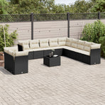 12 Piece Garden Sofa Set with Cushions Black Poly Rattan