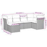 6 Piece Garden Sofa Set with Cushions Grey Poly Rattan - Side View
