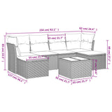 7 Piece Garden Sofa Set with Cushions Black Poly Rattan