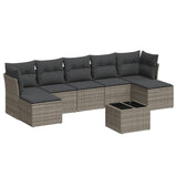 8 Piece Garden Sofa Set with Cushions Grey Poly Rattan - Front View