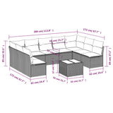 10 Piece Garden Sofa Set with Cushions Black Poly Rattan - Side View