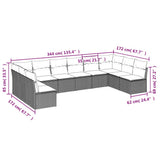 10 Piece Garden Sofa Set with Cushions Black Poly Rattan