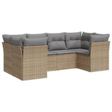 6 Piece Garden Sofa Set with Cushions Beige Poly Rattan