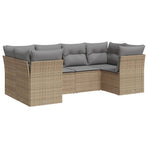 6 Piece Garden Sofa Set with Cushions Beige Poly Rattan