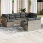 10 Piece Garden Sofa Set with Cushions Grey Poly Rattan
