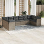 10 Piece Garden Sofa Set with Cushions Grey Poly Rattan