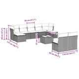 10 Piece Garden Sofa Set with Cushions Black Poly Rattan