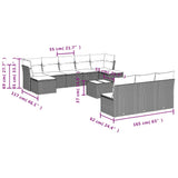 11 Piece Garden Sofa Set with Cushions Black Poly Rattan - Side View