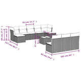 11 Piece Garden Sofa Set with Cushions Grey Poly Rattan - Side View