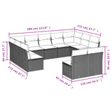 11 Piece Garden Sofa Set with Cushions Grey Poly Rattan - Side View