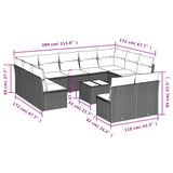 12 Piece Garden Sofa Set with Cushions Black Poly Rattan - Side View