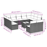 12 Piece Garden Sofa Set with Cushions Grey Poly Rattan - Side View