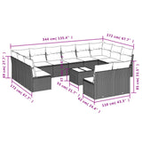 13 Piece Garden Sofa Set with Cushions Grey Poly Rattan - Side View
