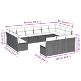13 Piece Garden Sofa Set with Cushions Grey Poly Rattan - Side View