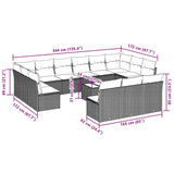 14 Piece Garden Sofa Set with Cushions Black Poly Rattan